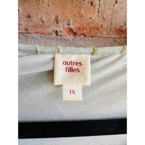 Autres Filles Womens Multicolor Floral 3/4 Sleeve Spilt V-Neck Blouse Tops Sz 1X - Picture 4 of 4